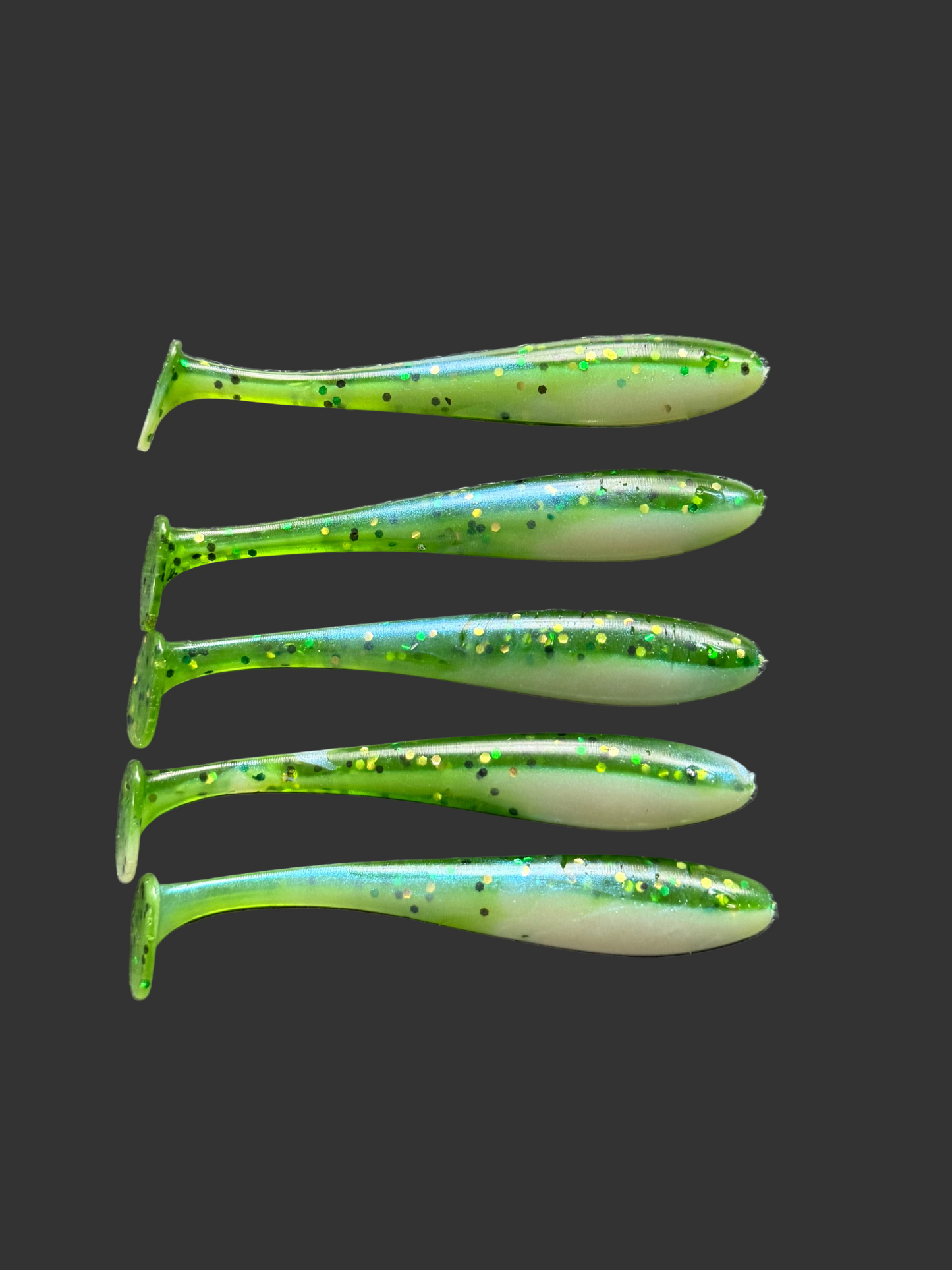 4" Paddle tail Lures X 5  (Emerald Shard) with hook slot