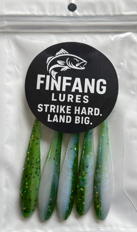 4" Paddle tail Lures X 5  (Emerald Shard) with hook slot