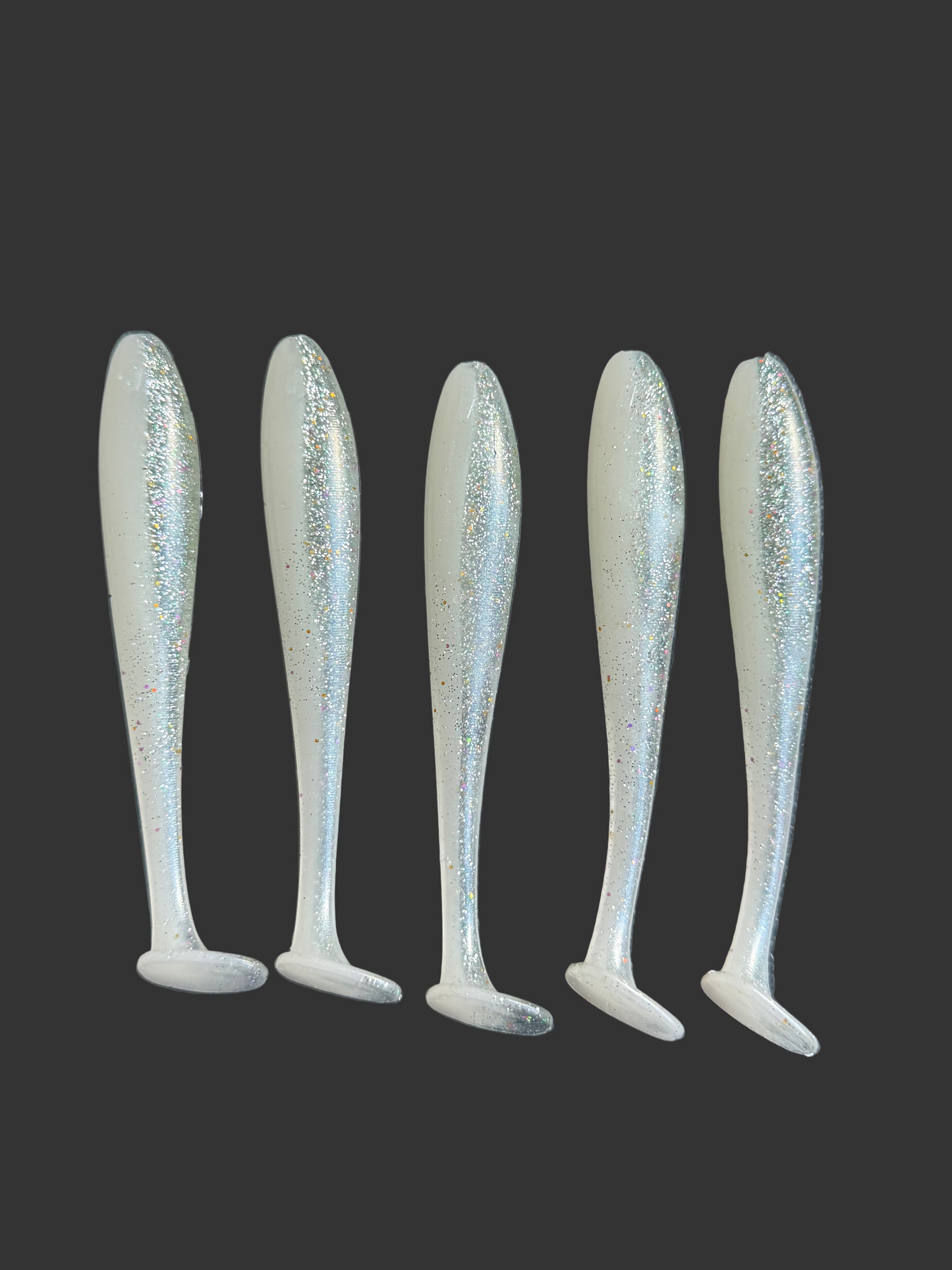 4" Paddle tail Lures X 5 (Arctic Flash) with hook slot