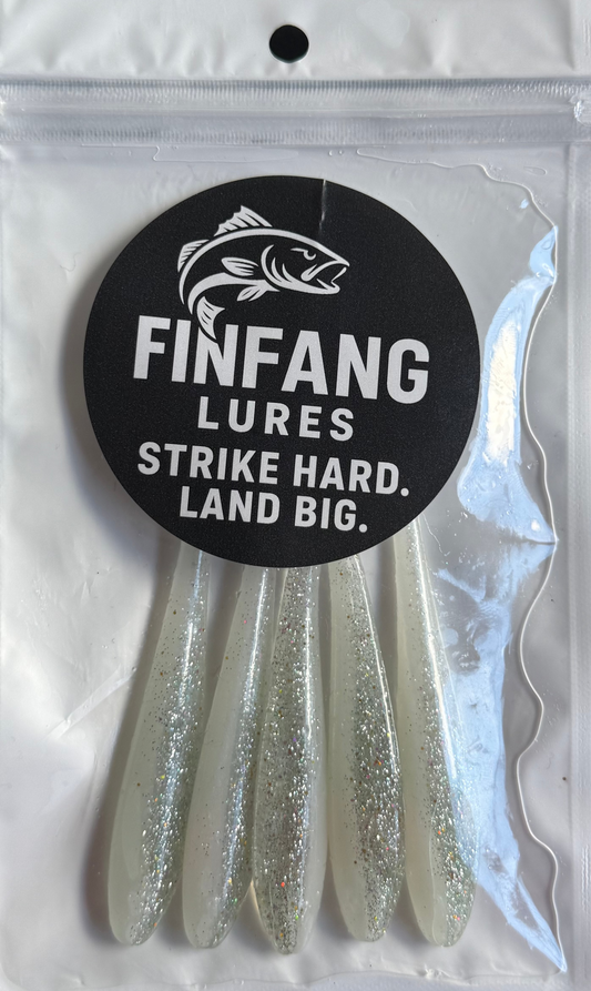 4" Paddle tail Lures X 5 (Arctic Flash) with hook slot