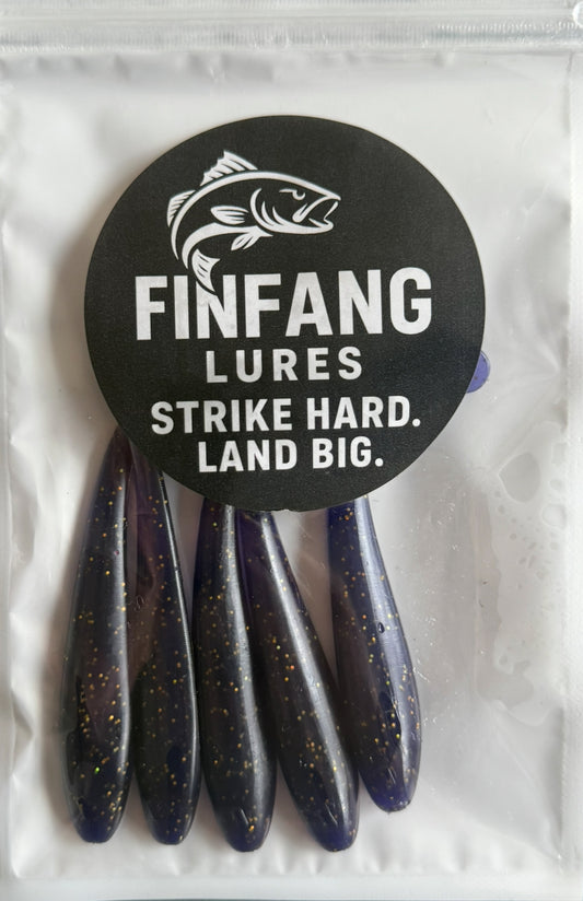 4" Paddle tail Lures X 5 – (Junebug) with hook slot