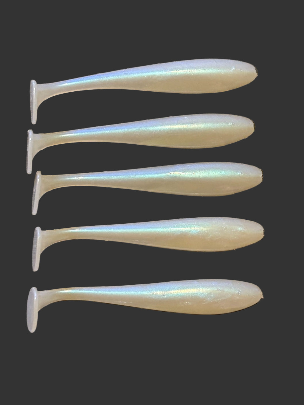 4" Paddle Tail Lures X 5 (Lunar Mist) with hook slot